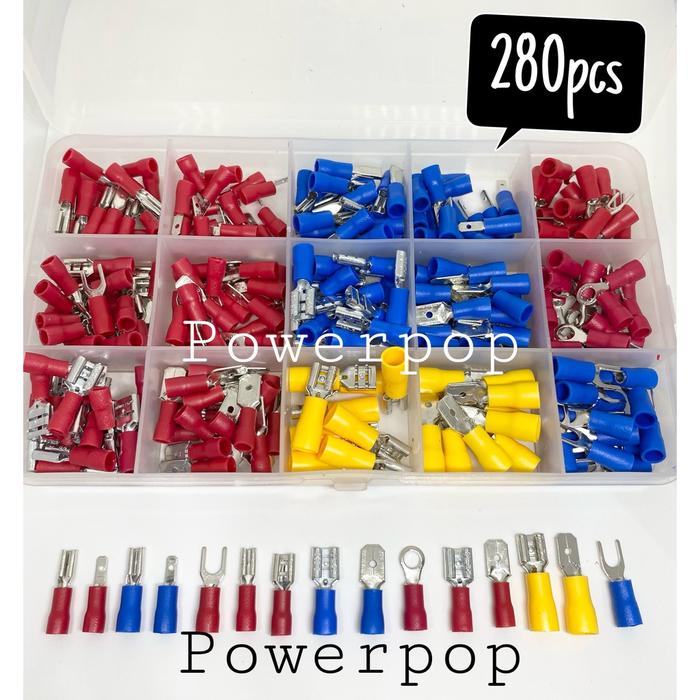KONEKTOR KABEL SKUN TERMINAL INSULATED PAKET ISI 280PCS FREE BOX / SAMBUNGAN LISTRIK SKUN RING O BUL
