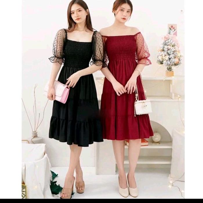 Meychan Dress | Dress Natal | Dress Pesta | Dress umpak wolfis premium | Midi Dress