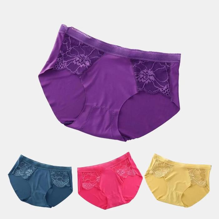 CUCI GUDANG CD8425 Celana Dalam Wanita Cantik Motif Renda Bunga Seamless CD Satin Pendek Undies Fash