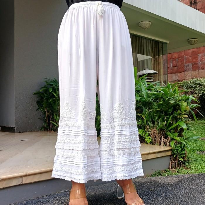Celana India Plazo Rayon LucknowiChikanEmbrodery/celana india