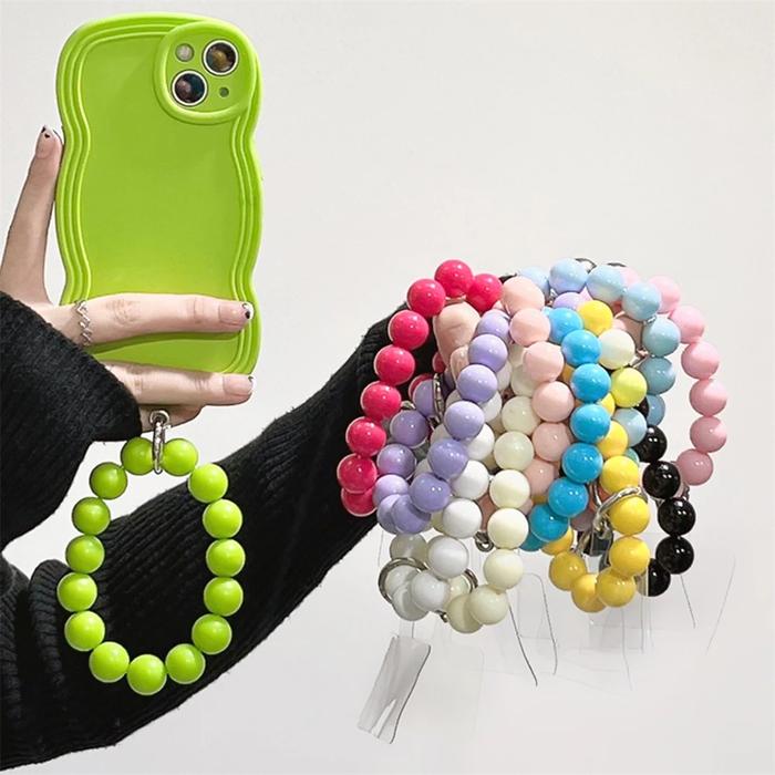 Korean Cute Candy Acrylic Beaded Phone Chain Lanyard For iPhone Samsung Women Girl Phone Case Strap 
