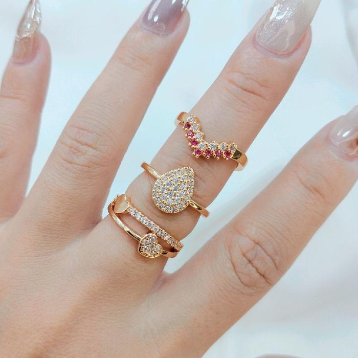 CINCIN WANITA MATA TANAM TETES AIR FUJI LOVE ELEGAN MEWAH ANTI KARAT ROSEGOLD-GUDANGPERHIASAN887 Rin