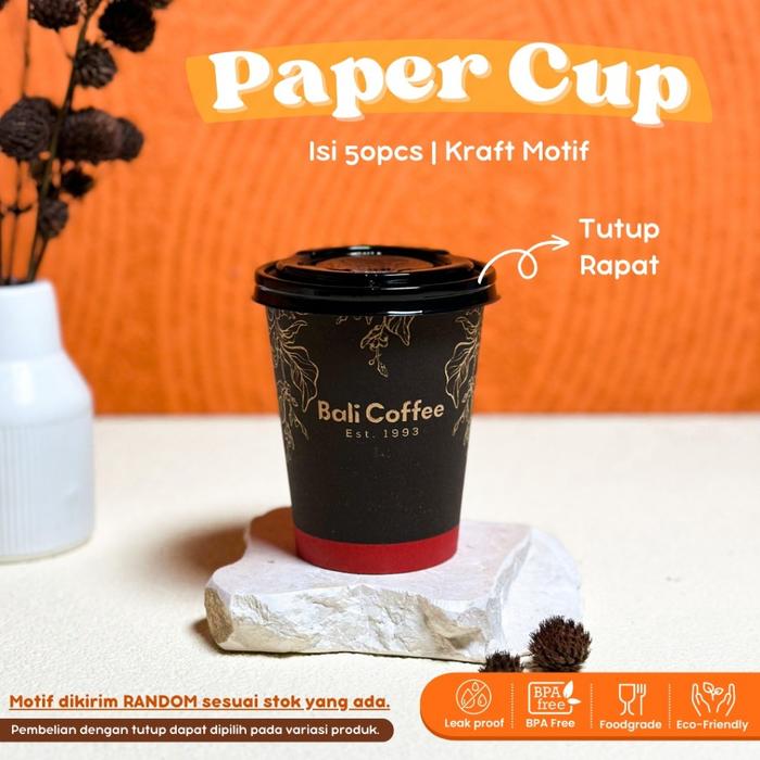 Safitiri [Isi 50Pcs] Paper Cup 8 Oz (240Ml) / Gelas Kertas Kopi Teh Polos Motif Tahan Panas / Hot Pa