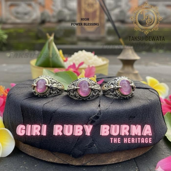 GIRI RUBY BURMA The Heritage - Mirah Ruby 100% Natural - With Eksklusif Ring Cakra Silver Super Tita