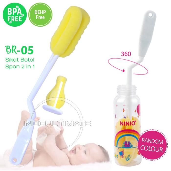 Sikat Botol Bayi Sikat Pembersih Dot Bayi NINIO Sikat Botol Bayi 2pcs Pembersih Dot 2in1 Sikat Dot B