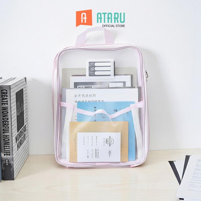 Ataru Tas Dokumen Dengan Kompartemen 32x24x4 cm - Ungu Tas Map Dokumen File Organizer Bag Pouch Berk