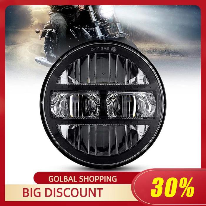 Black 5.75Inch Motorcycle Projector Led Headlight 5.75" H4 Headlamp