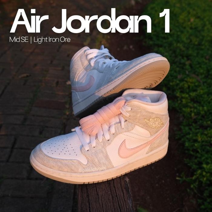 Sneakers Shoes Nike Air Jordan 1 Mid SE Light Iron Ore W (DN4045 001) - 100% Original