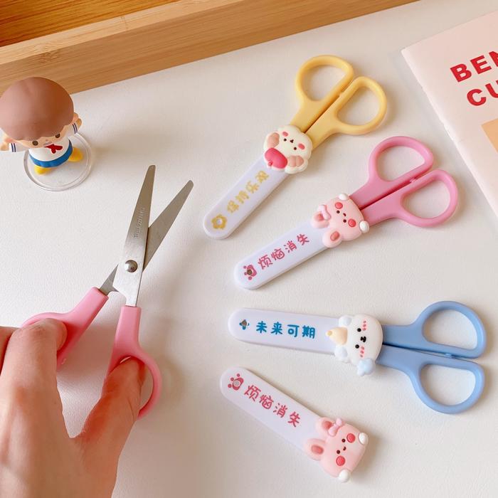 Cute Mini Scissors Children's Protective Cover Paper Scissors Handmade Knife for Student Portable St