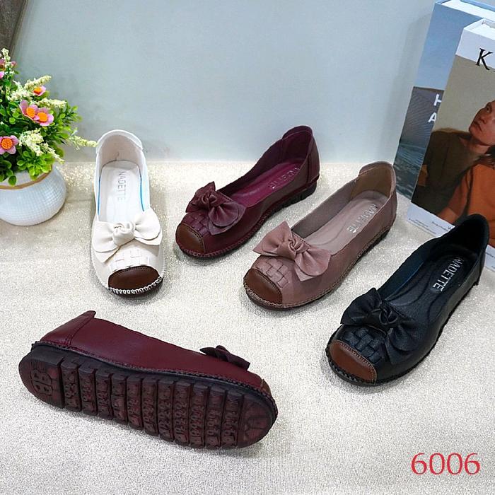 NADETTE Flat Shoes 6006 GAYATRI Nyaman Lentur Anti Slip Bahan Kulit Premium Sol Karet Tebal untuk Wa