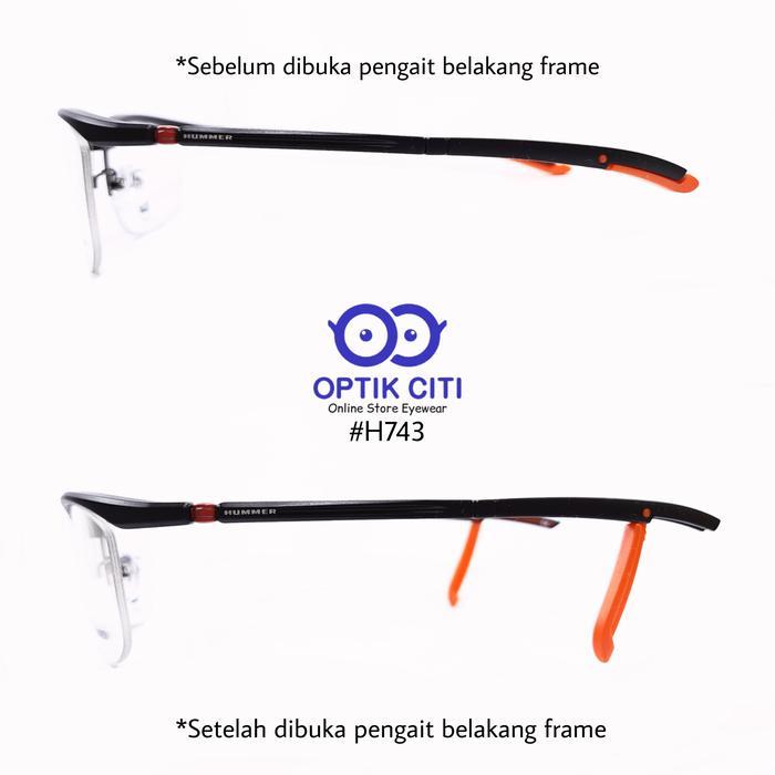 frame kacamata pria original hummer 743 sporty half frame size besar