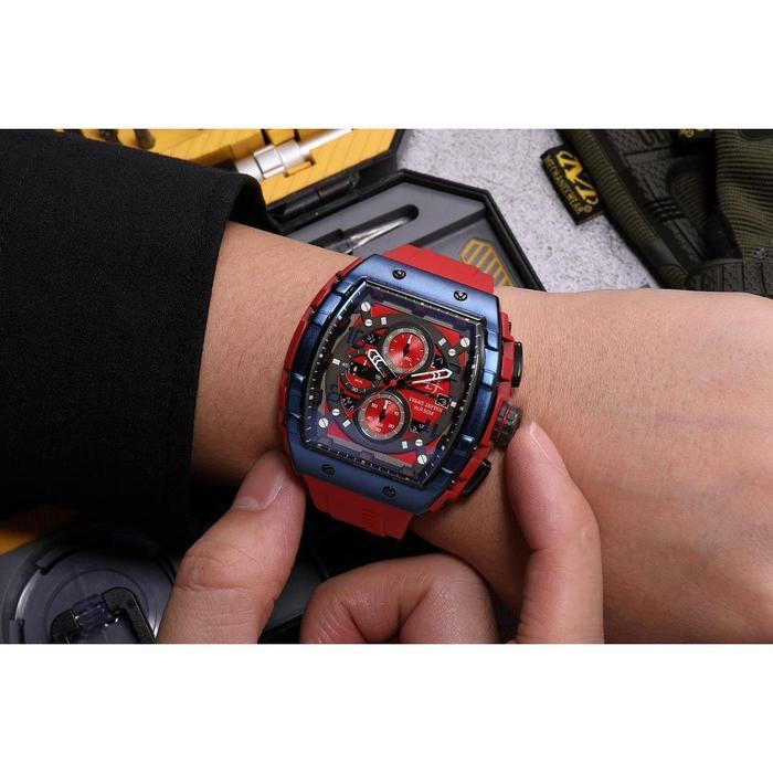 Buy 1 Get 1 !!! Evans Jayden Jam Tangan Pria 9554-2 Rubber Kaca Sapphire Chronograph Water Resistant