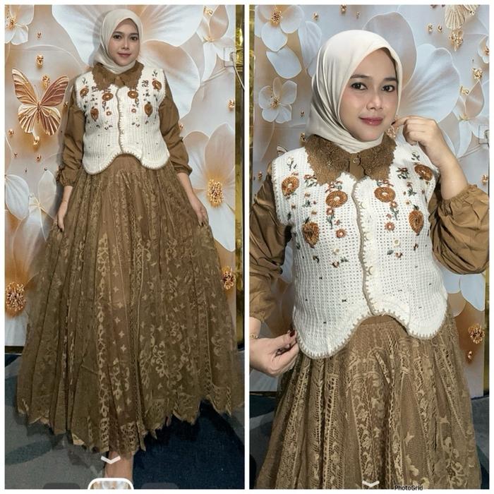 Midi bkk // dress tutu // midi dress // set rompi lepas pasang