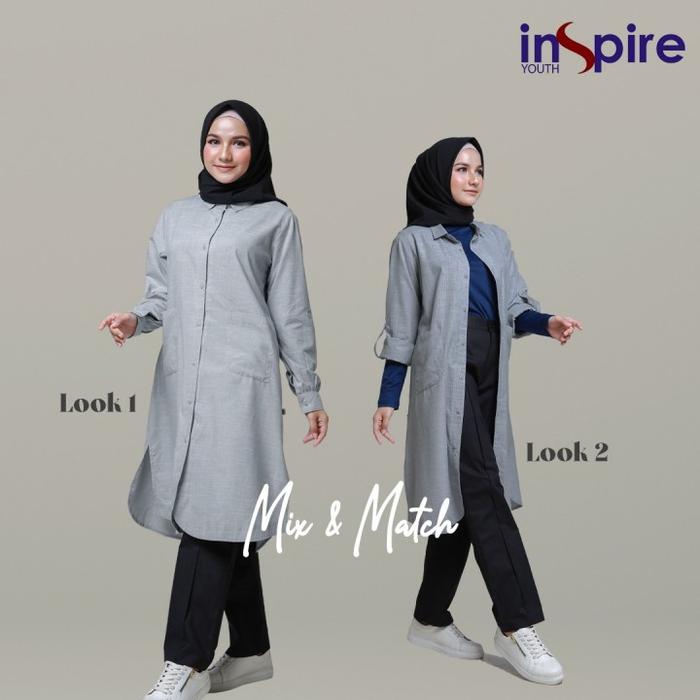 Baru Atasan Inspire Tunik Itu 014 Itu 14 Navy Jumbo Bahan Kenzi Slub Premium
