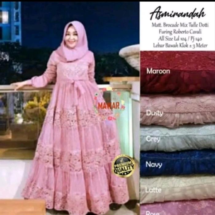 ASMIRANDAH GAMIS BRUKAT SUPER JUMBO BY RAYHANUN LD 90-LD 100 110 120 130 140 150 160 170 180 190 200