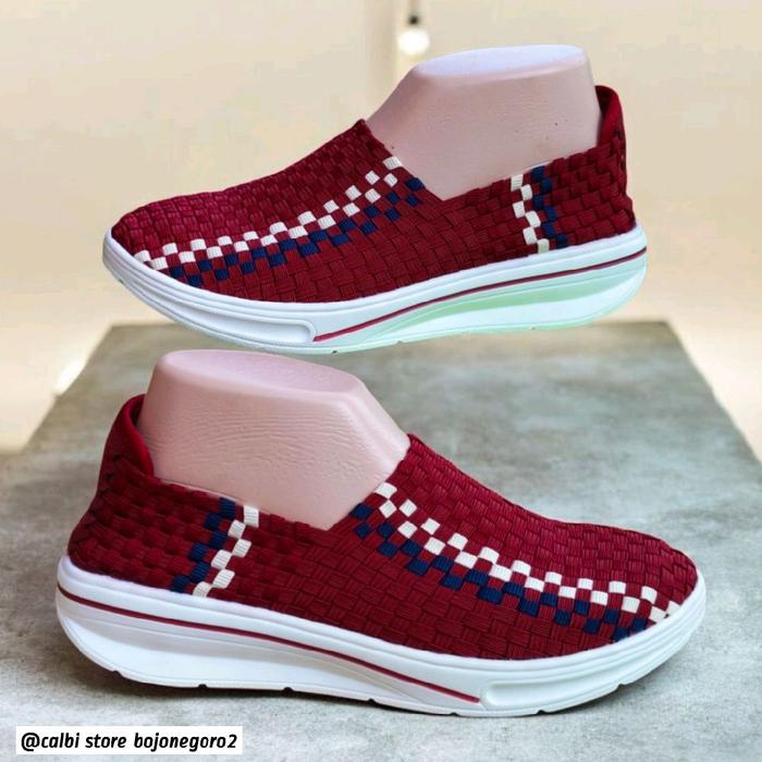 (( ORIGINAL )) Sepatu Spaletti Model Rajut Tikar Wedges Sedang 4cm  Sangat Cocok Untuk Kegiatan Seha