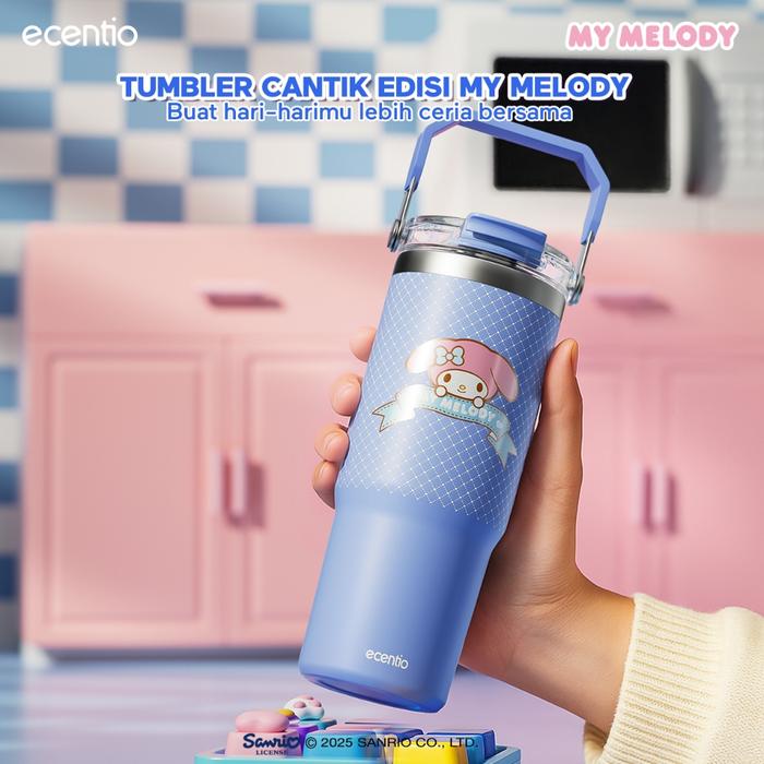 ecentio Sanrio Edition Kuromi & My Melody Custom Portable Olahraga Tumbler 900ml Vacuum Insulated Tu