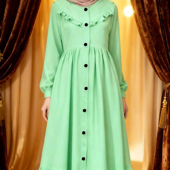 gamis dewasa mewah model kerut dada