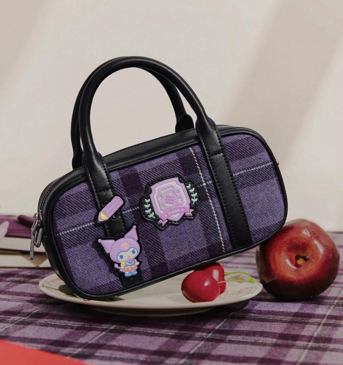 SANRIO CHARACTERS X TOU TOU Kuromi Berry-Plaid Juhu Boston Mini Bag [EXCLUSIVE KIEL GALLAGHER] 421 T