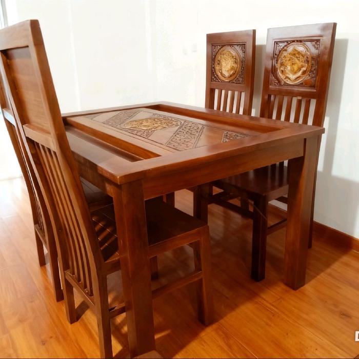 meja makan kayu jati bagus sekqli