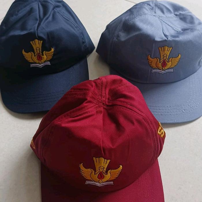 Topi bahan drill SD,SMP,SMA,PRAMUKA