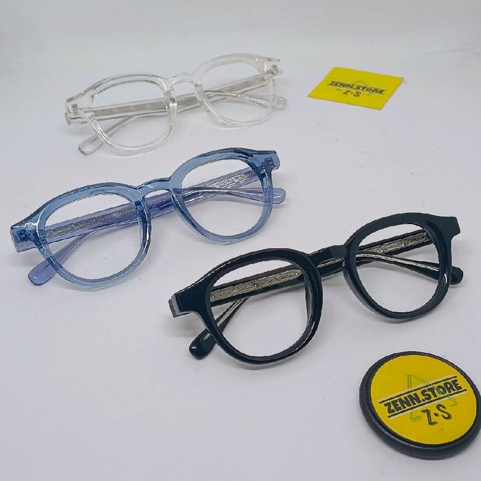 28039 - Kacamata Bulat Stylish Fashionable Pria Wanita Frame Bulat Tangkai Tulang Model Skena gaya T