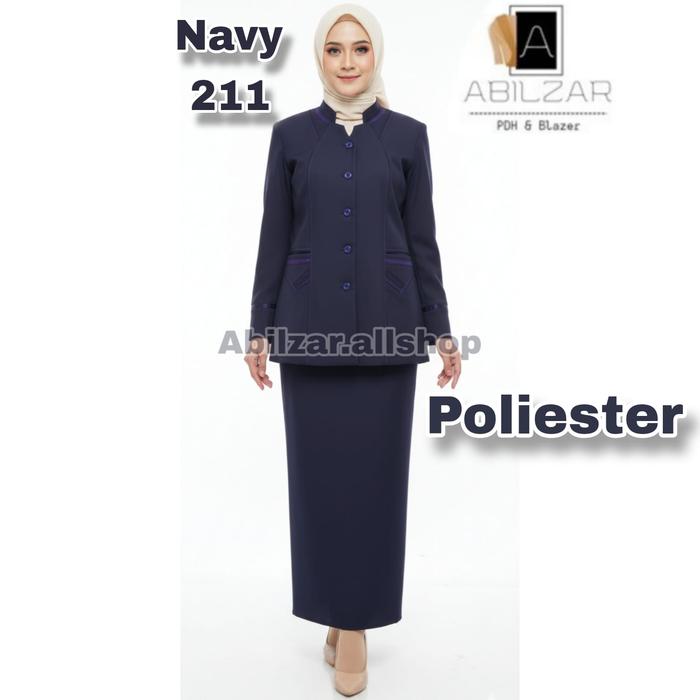 Abilzar BAJU BLAZER SERAGAM DINAS PEMDA PNS GURU PDH WARNA NAVY BIRU DONGKER KODE 211 Celana Panjang