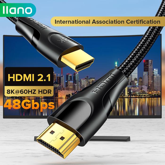Llano Kabel Hdmi 8K 2.1 3D HDR 60hz 144hz Untuk HDTV PS5 PS4 Pro