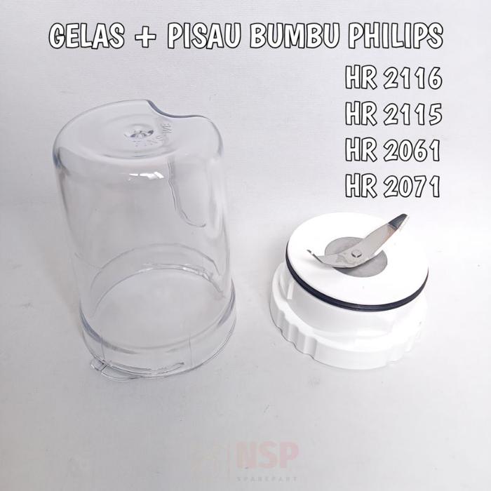 Satu Set Mounting Pisau Bumbu Philips + Gelas Blender Philips HR 2116 HR 2115 HR 2071 HR 2061