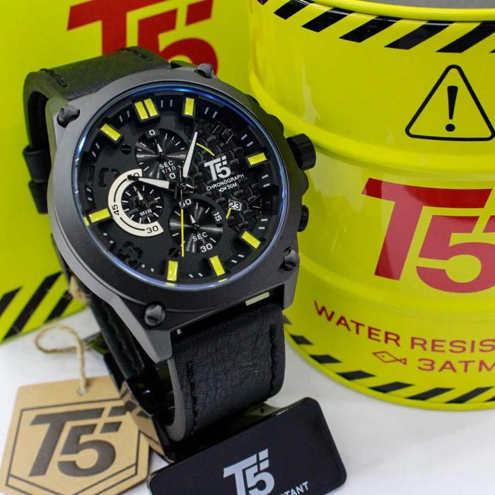 Jam tangan pria T5 H3479 original sporty T5 H 3479 - hitam coklat