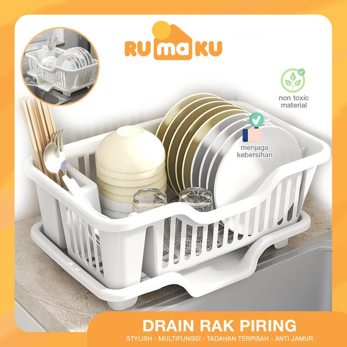 Rumaku Rak Pengering Piring Wastafel Minimalis Keranjang Cucian Piring Plastik Tebal Minimalis