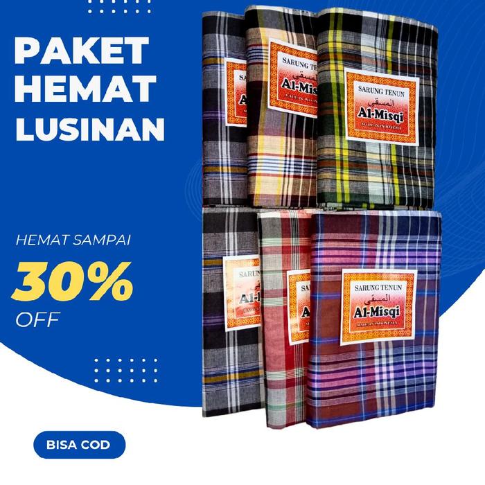 Sarung Tenun Pria Muslim Motif Kotak Atlasan Grosir 1 Kodi