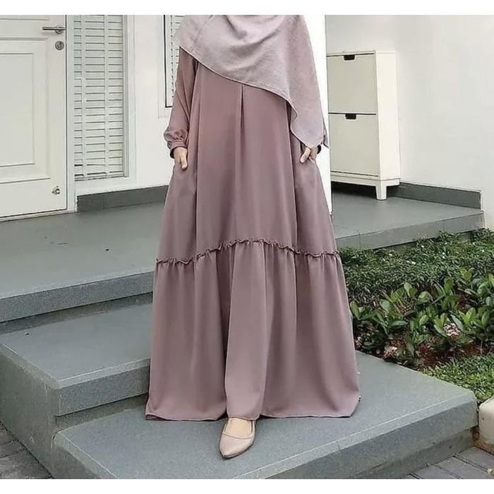 ZHAFIRA ALYA PUTRI GAMIS POLOS REMPEL SERUT DRESS POLOS SIMPEL BAHAN ITYCREP IBU KAIN KANCING LEMBUT