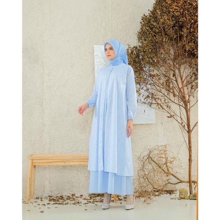 RILLEY - Gamis Poplin Stella | Gamis Wanita Motif Bunga | Gamis Adem Bahan Poplin