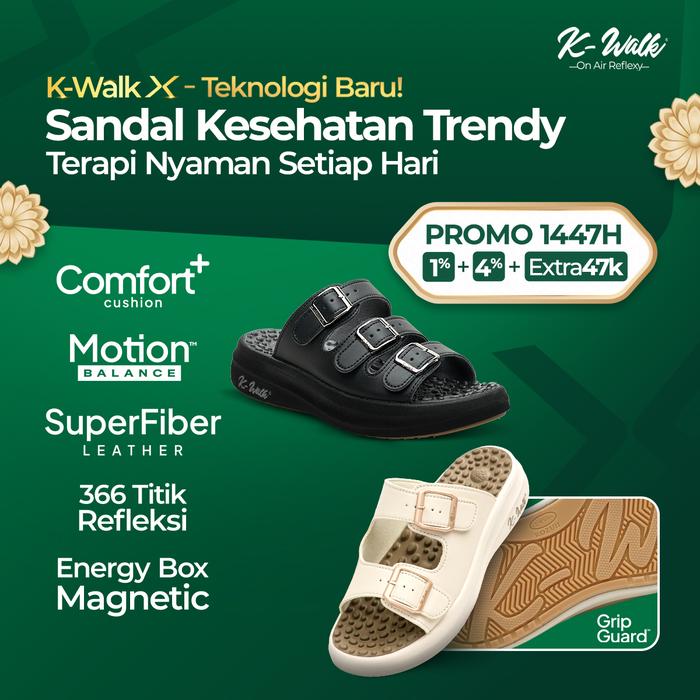 [BUY 2 GET 1] K-Walk X Energy Sandal Terapi Kesehatan Nyaman Anti Slip GripGuard Empuk Comfort+ Cush