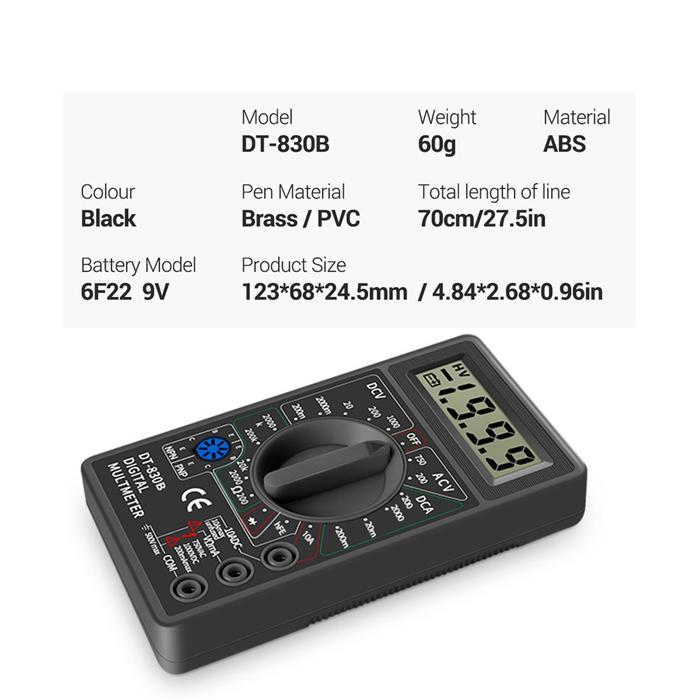 Multimeter Digital Dt830B Tester Dt 830 B Avometer Dt-830B
