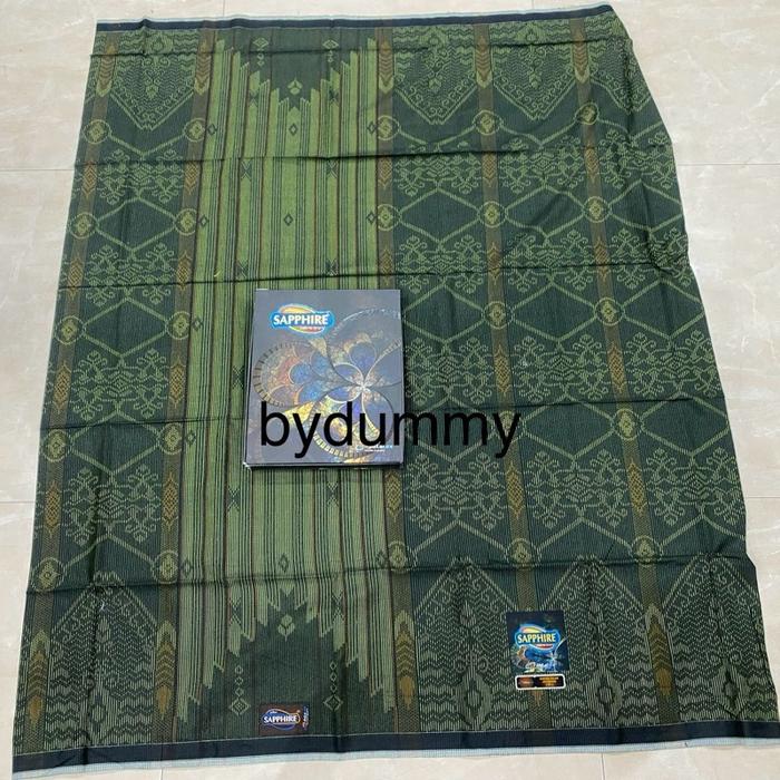 Sarung Sapphire motif jacquard timbul premium warna hijau kombinasi hitam