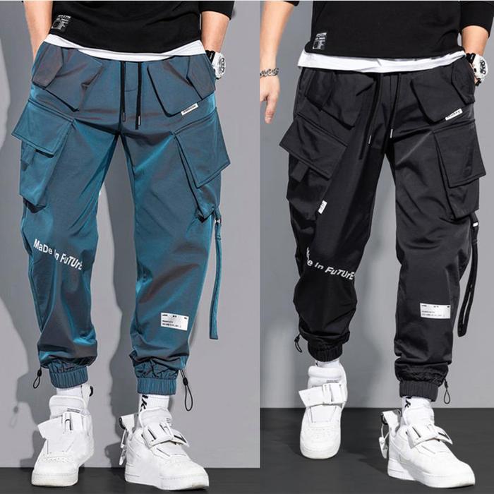 IMPORT Thin Streetwear Casual Pants Men Ribbons Harem Jogging Pants Male Slim Fit Spring Cargo Pants