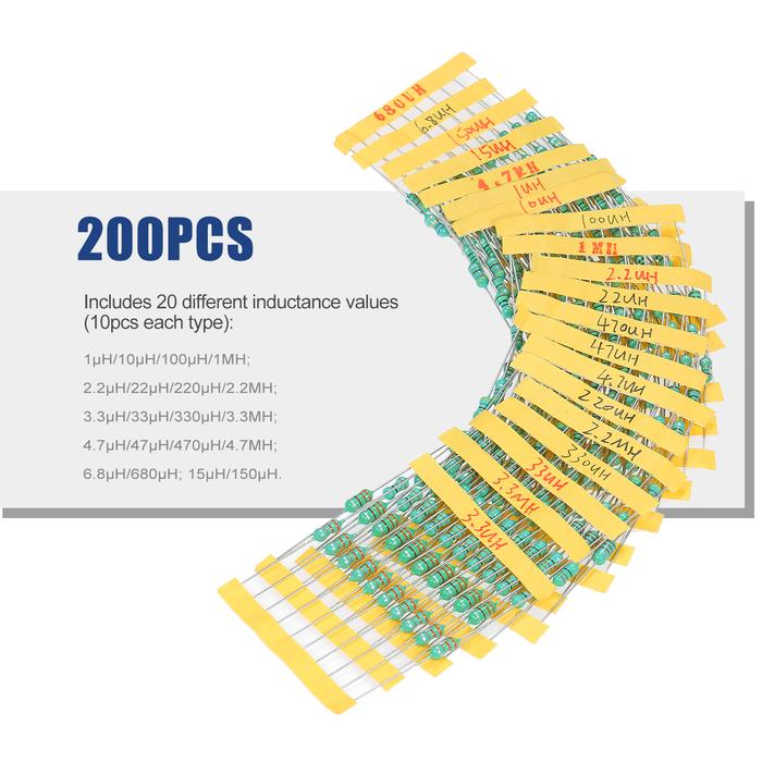 Inductor 200Pcs φ0510 DIP Chromatic Ring Inductor Assortment Kit Set