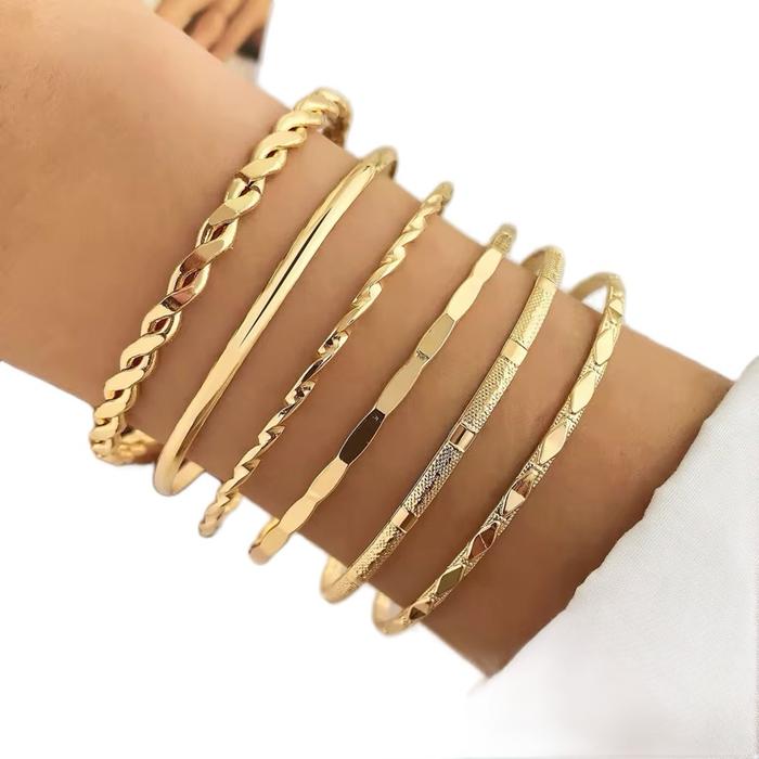 Diskon besar gelang Emas 1 set (6pcs) imitasi terbuat dari bahan berkualitas tinggi