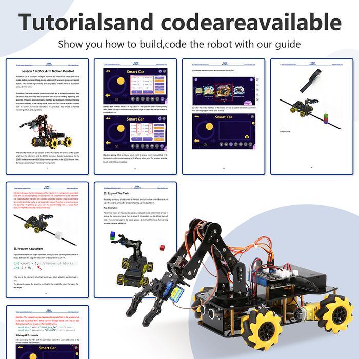 Acebott 5 Dof Smart Robot Arm Car Kit And 4 Dof Esp32 Programmable Robotic For Arduino Stem Educatio