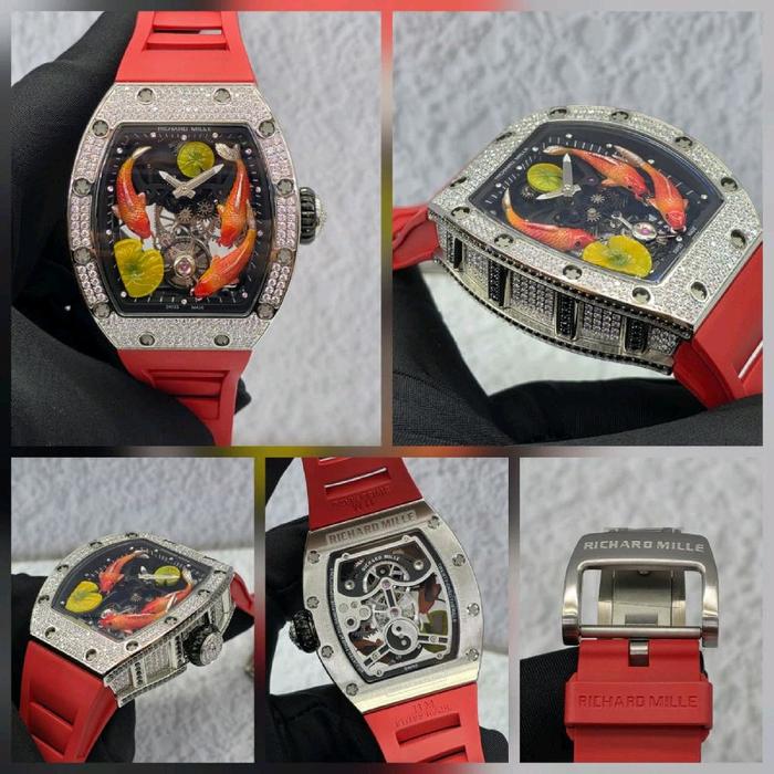 JAM TANGAN PRIA HwRichard Mille RM10 Koi Manual Winding Diamond Limited Edition Automatic Movement