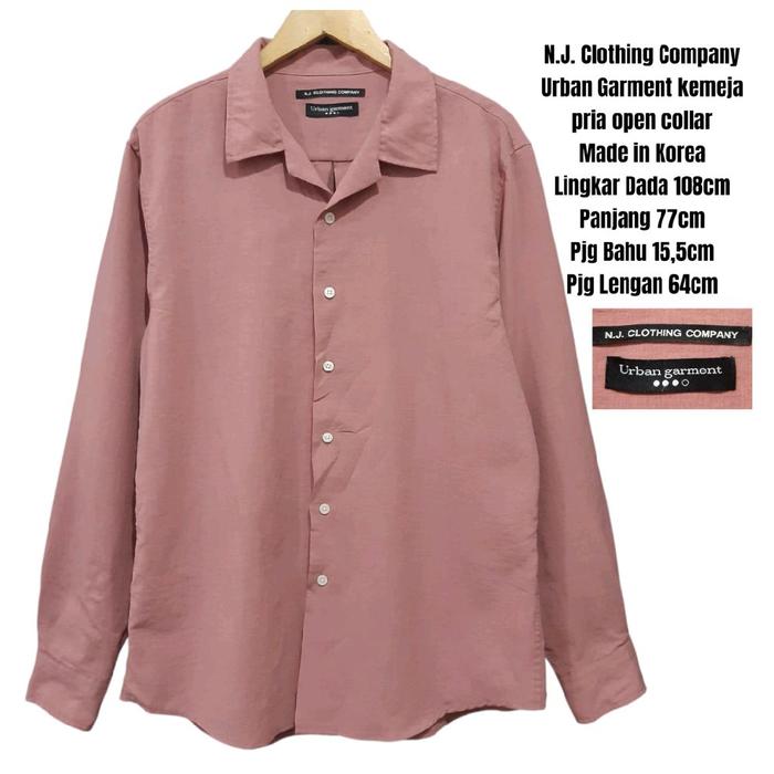 N.J. Clothing Company Urban Garment kemeja pria skena open collar