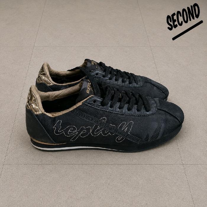 Sepatu Sneakers Replay Milano Hitam Emas | Size 41 (26 cm) | Preloved