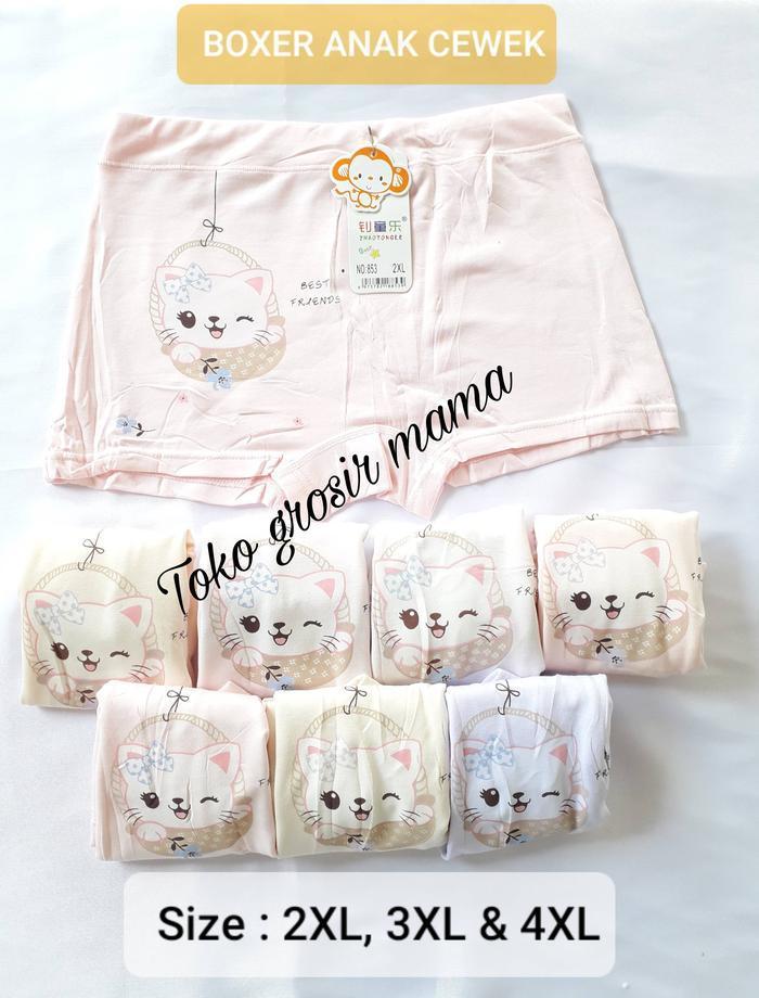 CD CELANA DALAM BOXER ANAK PEREMPUAN CEWEK REMAJA PUTRI MURAH ADEM - RANDOM, 2XL