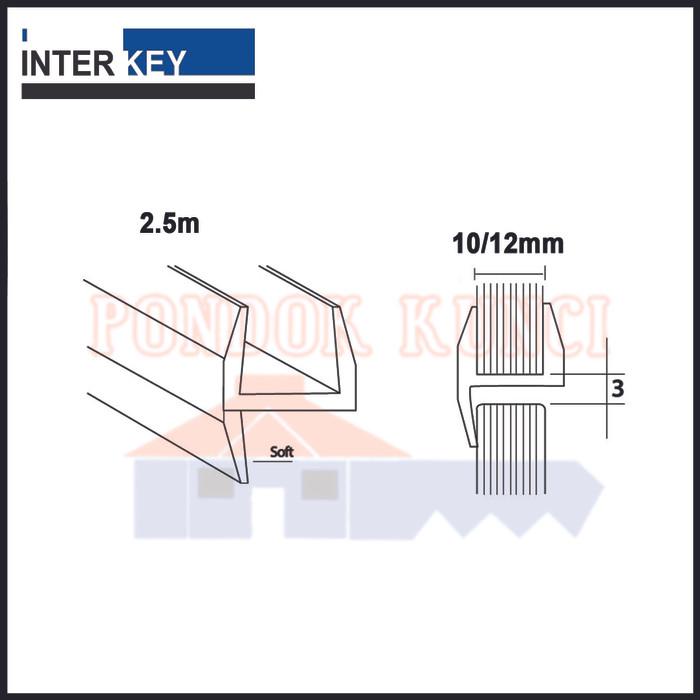 Clip Seal Sirip Model H Untuk tu Kaca Waterseal Glass 10/12mm 250cm