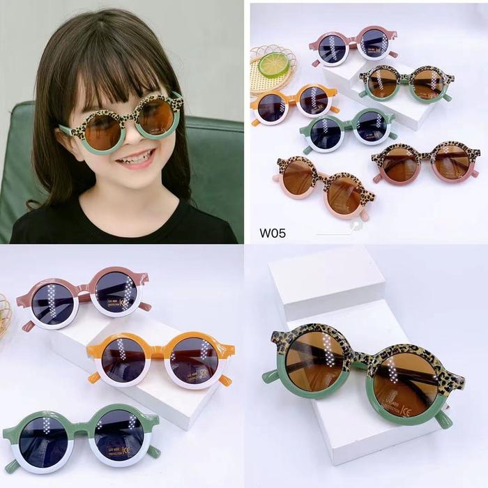 MM - Kacamata Anak Perempuan Bulat Leopard Korea Fashion Lucu 6683 Kaca Mata Laki Laki Hitam Gradasi