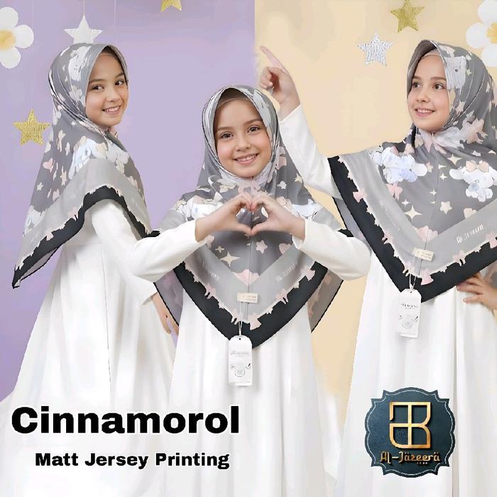 Al Jazeera Cinnamoroll Bahan Jersey Adem Nyaman untuk Perempuan Motif Cinnamoroll Muslim Pashmina Ke