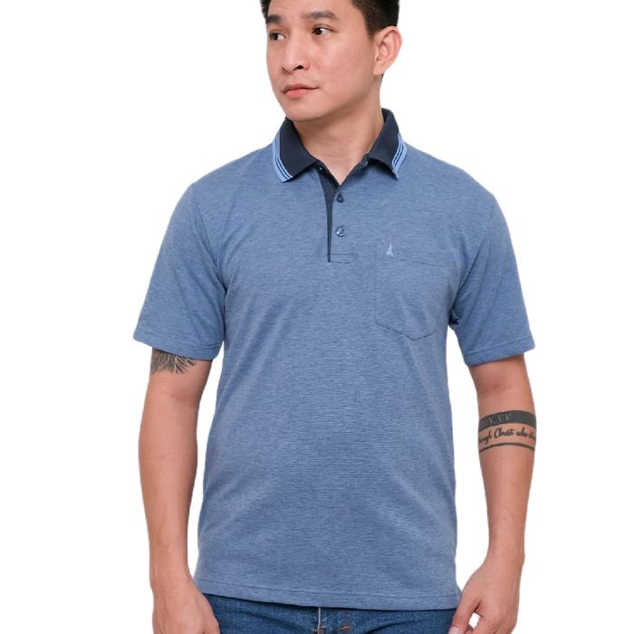 Andre Michel Polo Shirt Lengan Pendek Krem / Biru Hitam-3446 Katun