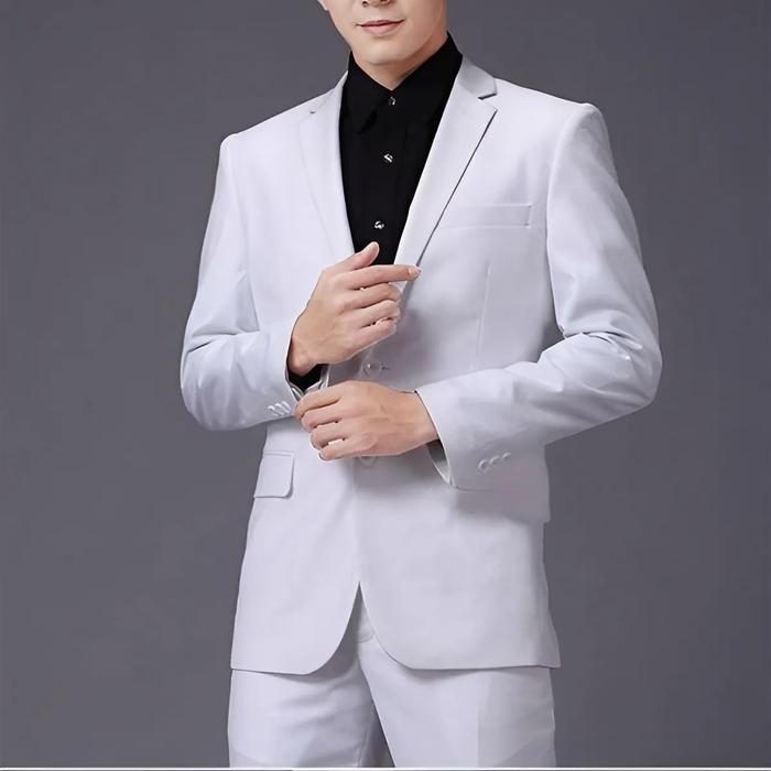 JAS PUTIH PRIA / JAS PRIA PUTIH / BLAZER PRIA PUTIH / JAS BLAZER PUTIH Slimfit - FULL PUTIH